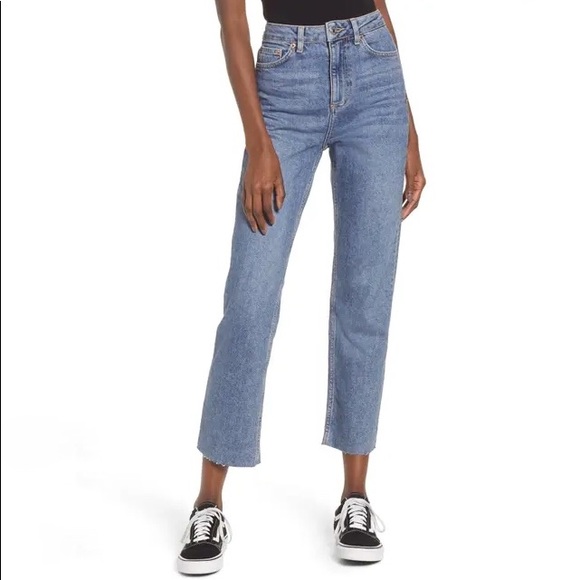 Topshop Denim - Topshop High Waist Raw Hem Jeans